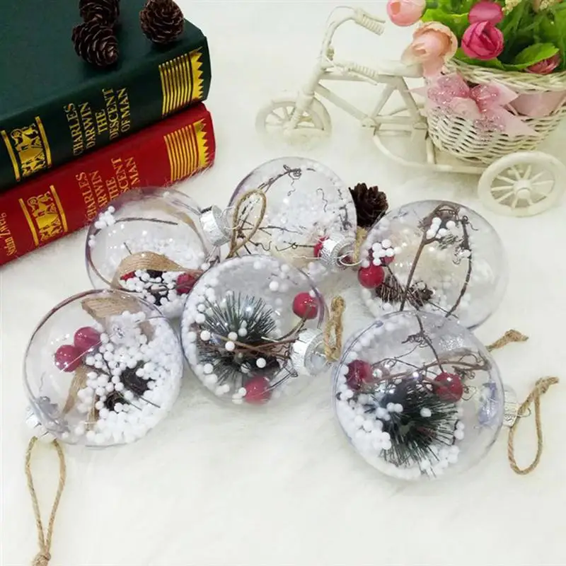 

5 pcs Christmas Tree Transparent Pendant Plastic Cute Open Toys Christmas Ball Xmas Hanging Decor Baubles for Home Shop Office