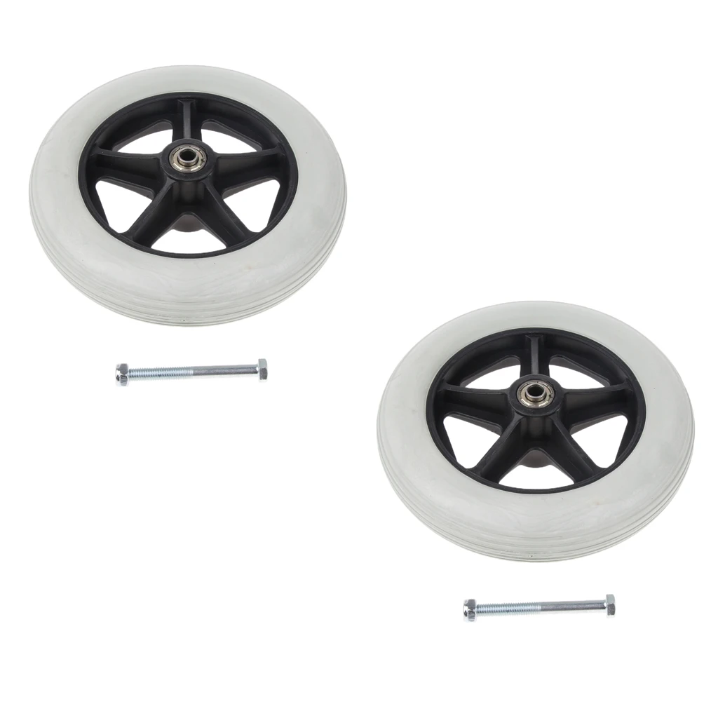 2pcs 8 Inch Solid Tyre Front Caster Walking Aids Wheelchairs Replacement Wheel Wearproof Silence