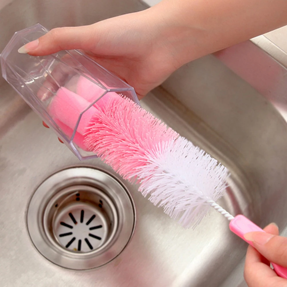 

2pcs Bottle Cup Cleaning Brush with Plastic Handle Sponge Head for Washing Beer Wine Decanter Neck Bottles Jugs Tea Kettle Spout