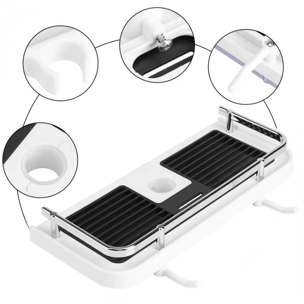 قابل للتعديل الحمام تخزين الرف حامل قضيب الدُش شنت الشامبو هلام استنزاف سلة تنظيمية للأدوات الحمام اكسسوارات