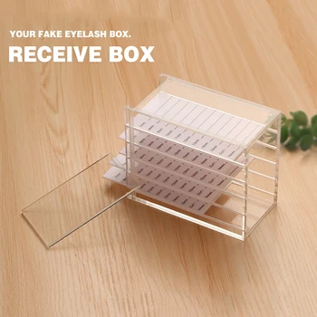

New 2019 Portable 5 Layer Eyelash Storage Box Transparent Eyelashes Display Pallet Holder Makeup Tools