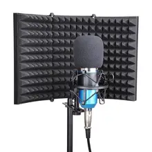 Dobrável estúdio microfone isolamento escudo gravação absorvente de som espuma painel à prova de som adesivos parede esponja estúdio espuma