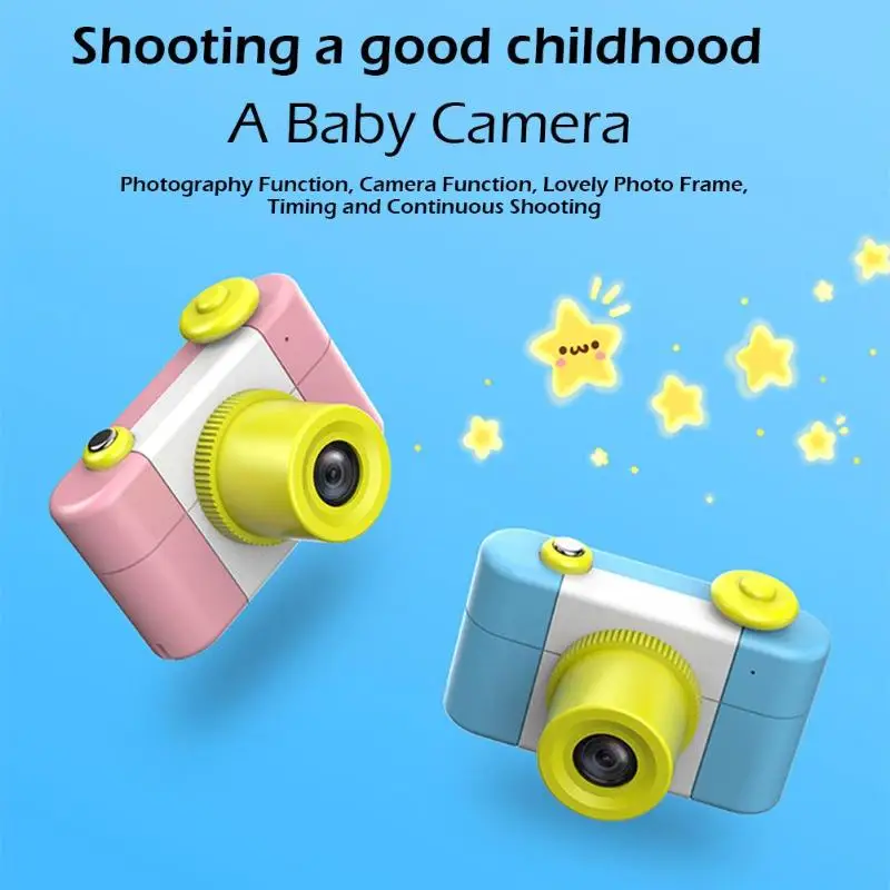 

New 1.5 inch Mini LSR Cam 1080P Children Cartoon Digital Camera w/Card Reader Cute Children Mini Blue/Pink Baby Cameras