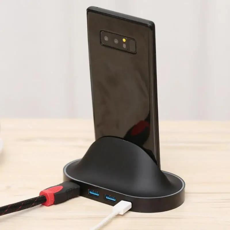 

4 in 1 USB 3.1 Type-C HUB Docking Station Type-C Phone Adapter Holder with 2xUSB3.0 HDMI PD Charger for Samsung S8/S9+ Huawei