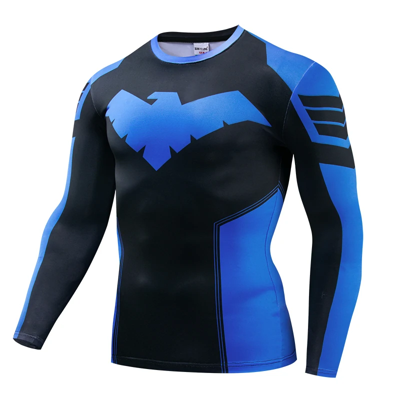 Новинка 2019 мужские футболки с 3D принтом Nightwing костюм длинным рукавом для косплея