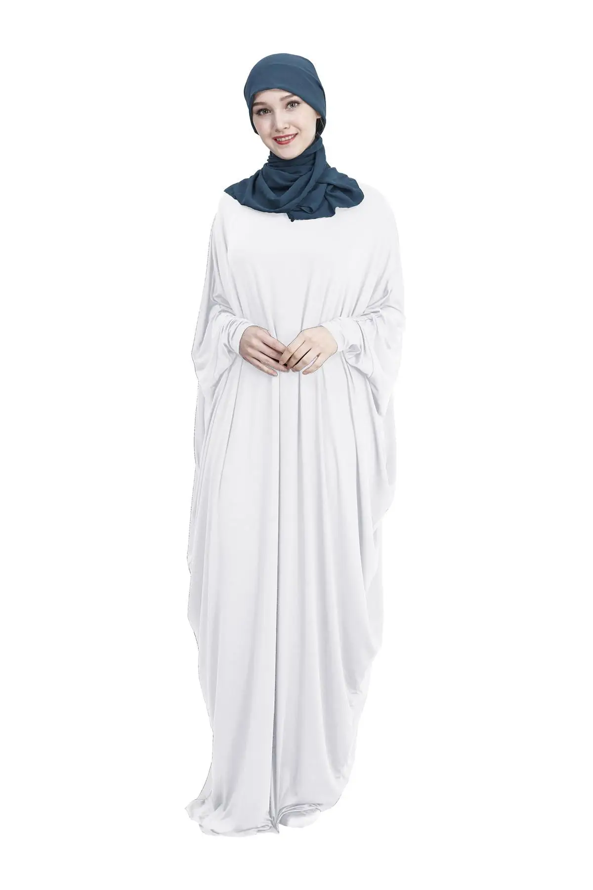 Абайя мусульманское женское длинное платье джилбаб кафтан рукав летучая мышь Повседневный свободный арабский Макси халат ислам сплошной цвет платье молитва одежда