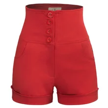 Женские шорты, облегающие, высокая талия, тянущиеся, мини, одноцветные, с пуговицами, сексуальные, Клубные, вечерние, пляжные, сексуальные, летние, женские шорты