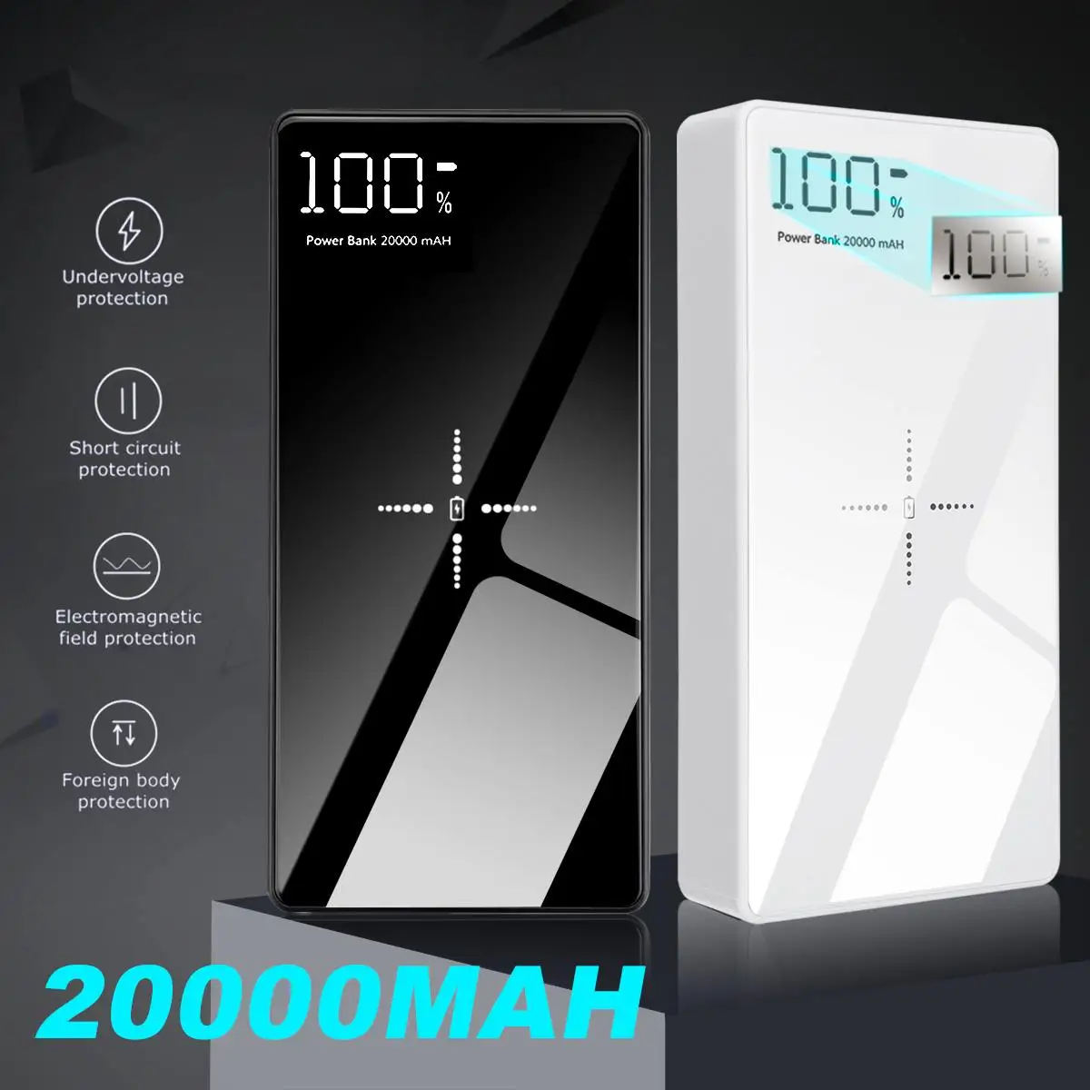 

thin full mirror Mini 20000mAh Wireless Charger Quick Charing 3.0 For Iphone X,8,8 Plus for Xiaomi,Huaiwei 4 in 1 Interface