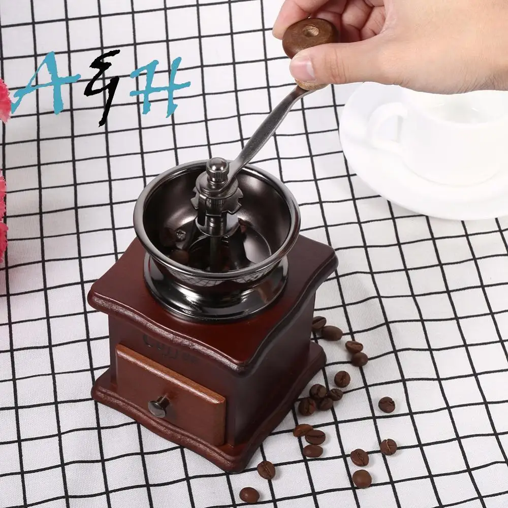 Cafetera Кофеварка мельница деревянный металлический дизайн ретро мини ручная