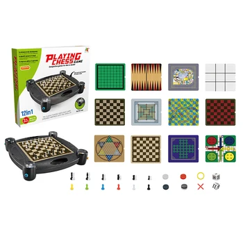 

12-in-1 Children Chess Game Board Game Toy Set with Bracket for Kids Learning and Educational backgammon snake ladder game