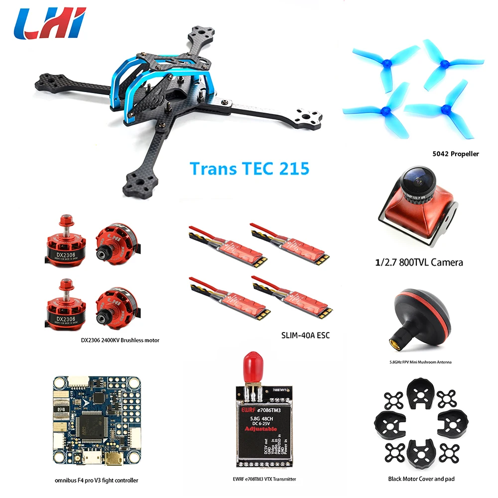 

TransTEC 215 drone kit with FPV Camera Omnibus F4 pro V3 Flight controller 40A esc&DX2306 brushless motor for quadcopter frame