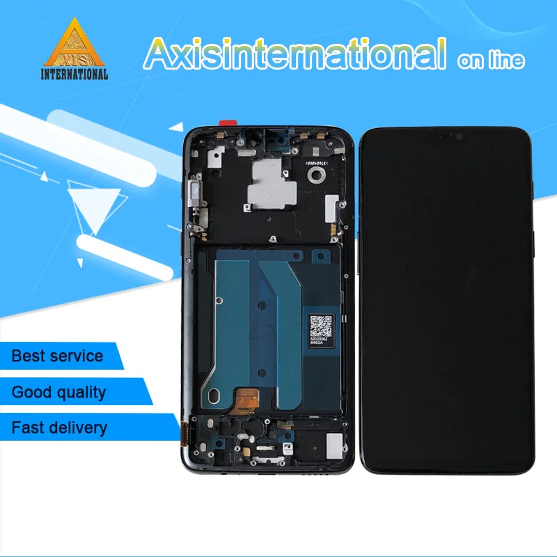 

Original Axisinternational For 6.28" Oneplus 6 OnePlus 6 One Plus 6 AMOLED LCD screen display with frame+touch panel digitizer
