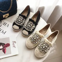 Весна-Осень ; эспадрильи; женские лоферы; соломенная обувь на плоской подошве в рыбацком стиле; подошва из пеньки; мягкая женская обувь из натуральной кожи