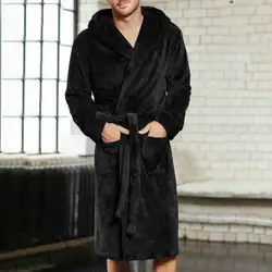 HIRIGIN для мужчин зимние теплые халаты толстый удлиненный плюш шаль халат кимоно Домашняя одежда с длинными рукавами пальто peignoir homme