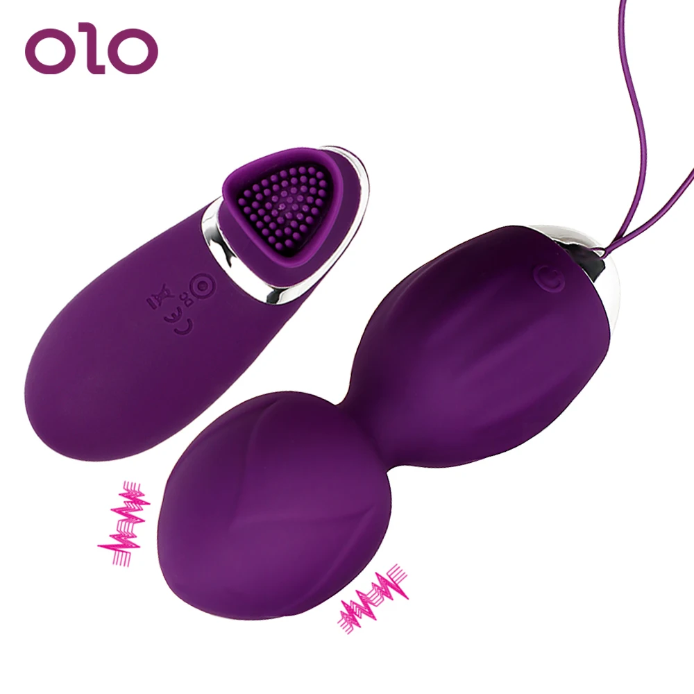 Best Price of  OLO 2Pcs/Set G Spot Vibrator Vaginal Exercise Trainers Kegel Ball with Brush Remote Control Sex Pro