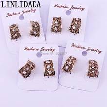 8 пар Новые Модные золотистые металлические подвески на спине проложенные стразы жемчуг серьги-гвоздики для женщин