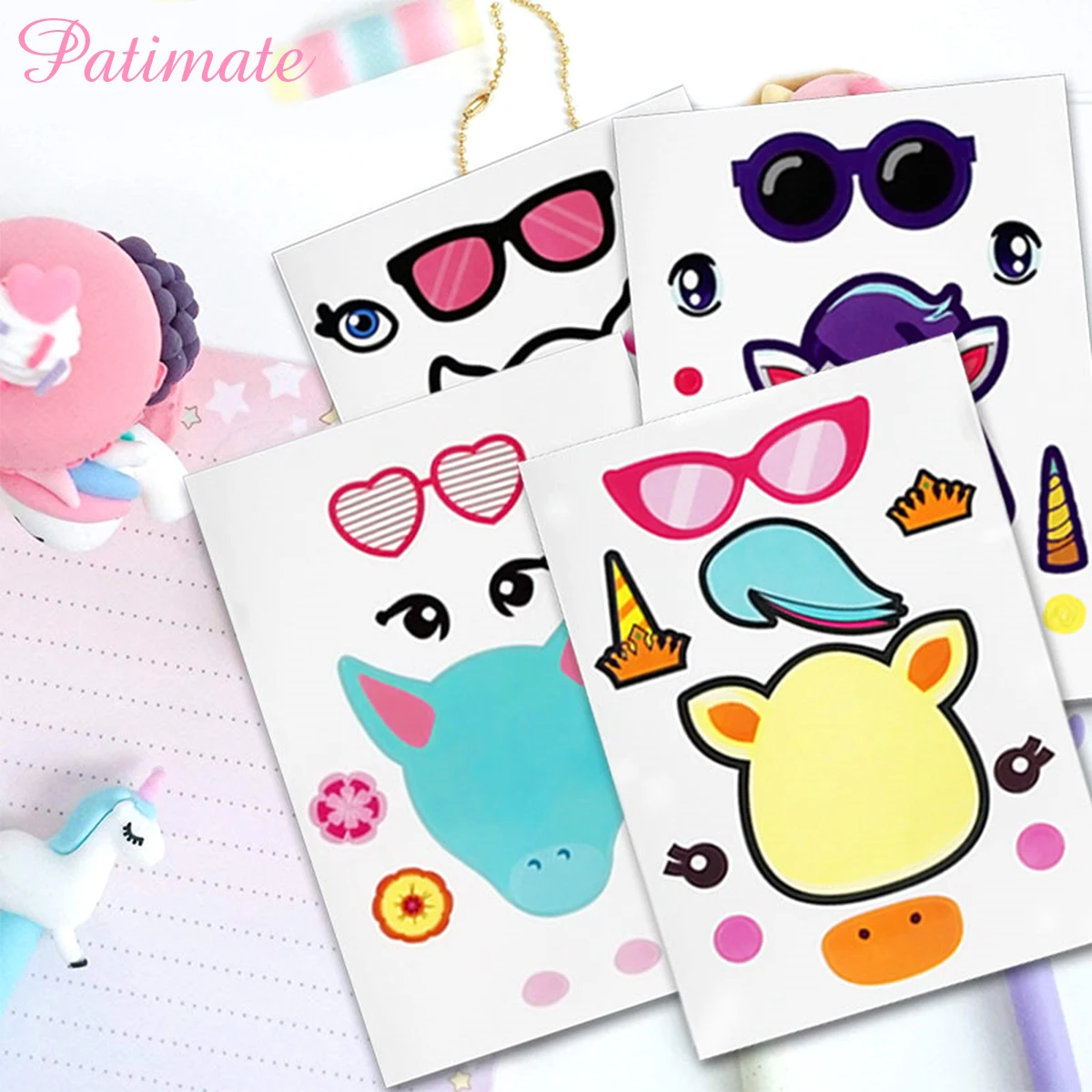 

PATIMATE 5pcs DIY Unicorn Stickers Unicorn Party Decor Unicorn Kids Birthday Party Decorations Baby Shower Unicorn Decoration