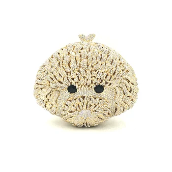 

Luxury women evening party bag bridal wedding purses diamonds accessories cute animal puppy Teddy dog crystal bag purses