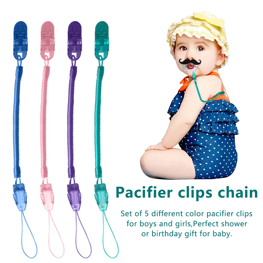 

Baby Infant Toddler Dummy Pacifier Spring Soother Nipple Clip Chain Holder Strap Baby teether toy