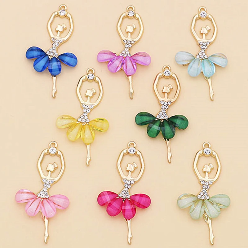 

New Pendant Resin Crystal Key Accessories Necklace Accessories DIY 1PC/2PCS Ballet Dancing Girl Zircon 14 Colors Valentines Gift