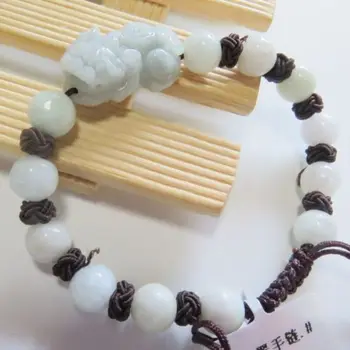 

Fine Jewelry Jadeite Jade Bangle Women's & Men Round Bead With Pixiu Bracelet
