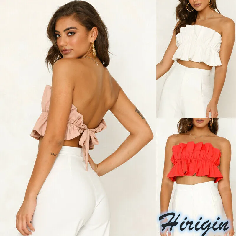 

Summer Tank Tops 2019 New Women Sleeveless Bustier Crop Tank Tops Solid Ruched Sexy Lace Up Tank Tops