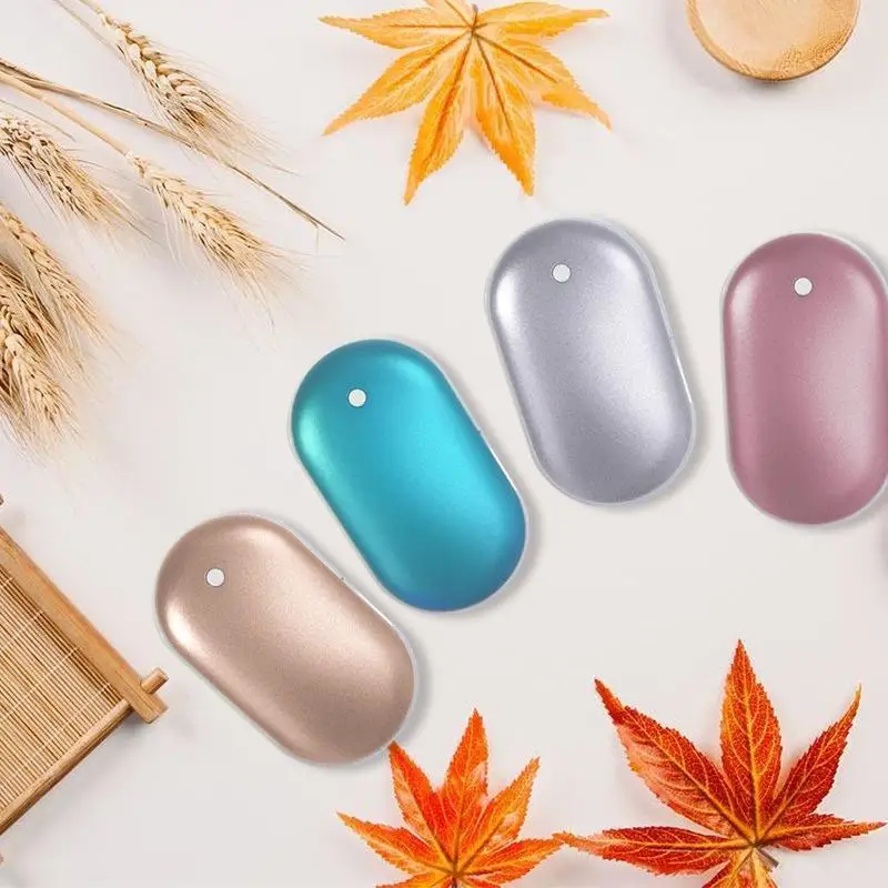 

Cobblestone Shape Mini USB Rechargeable Electric Hand Warmer Charging Heater Aluminum Alloy Mobile Phone Charging Power Gift