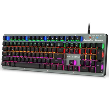 

Arealer Roarer RGB LED Backlight Keyboard Blue Switches Mechanical Keyboard Wired 104 Keys Gaming Macro Keyboard For gamer