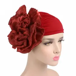 Модные женские большой цветок аксессуары для волос в виде тюрбана Набор резинок для волос полосы шляпу шапка Хемо дамы мусульманский шарф