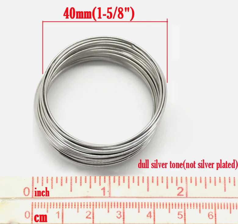 Doreenbeads серебристый цвет памяти бисер проволока 40 мм-45 мм диаметр. 200 петель(B17927) Иу