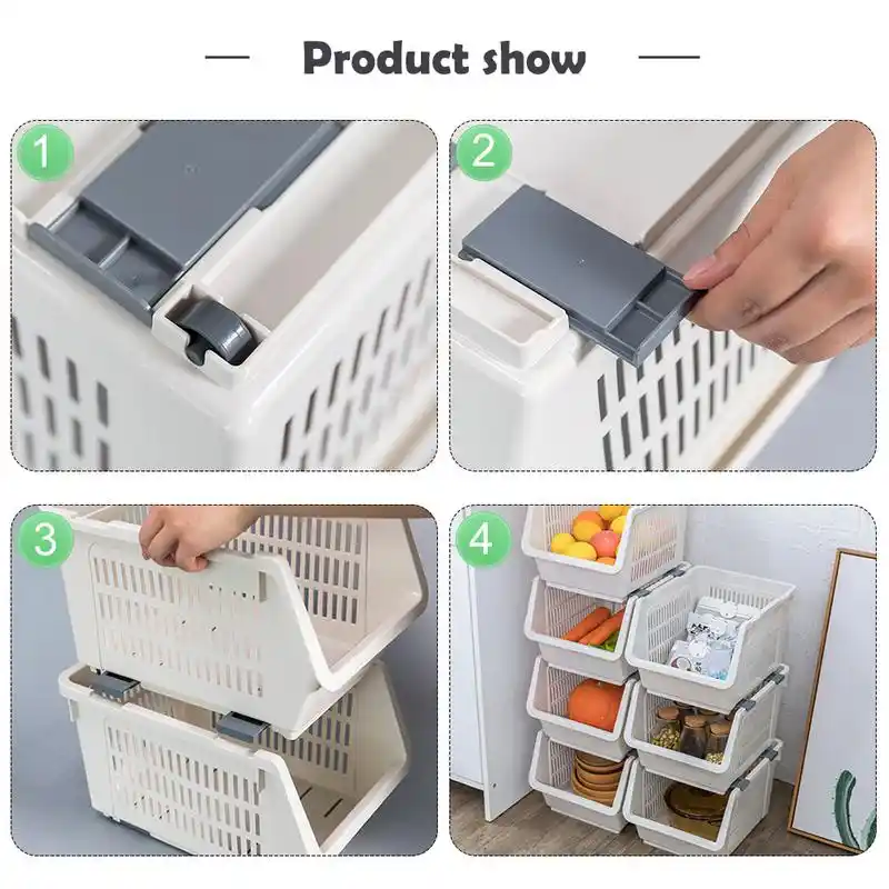 Kitchen Stackable Storage Bins Fruit Vegetable Plastic Storage