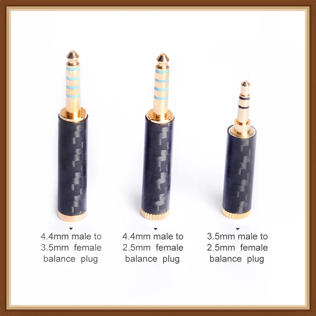 OKCSC Earphone Plug 4 4mm 3 5mm 2 5mm Male Adapter to 2 5mm 3 5mm Female Balanced Carbon Fiber Headphone DIY Accessory for SONY