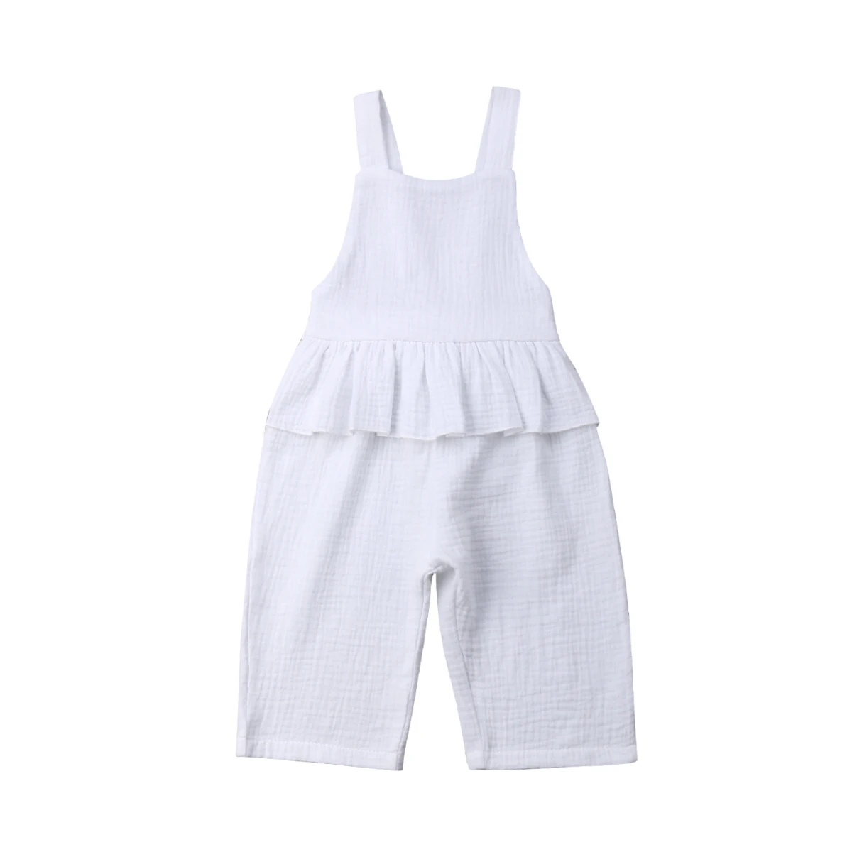 

Tollder Kid Baby Girls White Rompers Ruffles Sleeveless Girls Jumpsuit Overalls Summer Girls Clothing