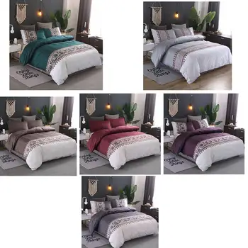

Adeeing 3Pcs/Set Simple Pattern Printing Duvet Cover Pillowcase Bedding Set
