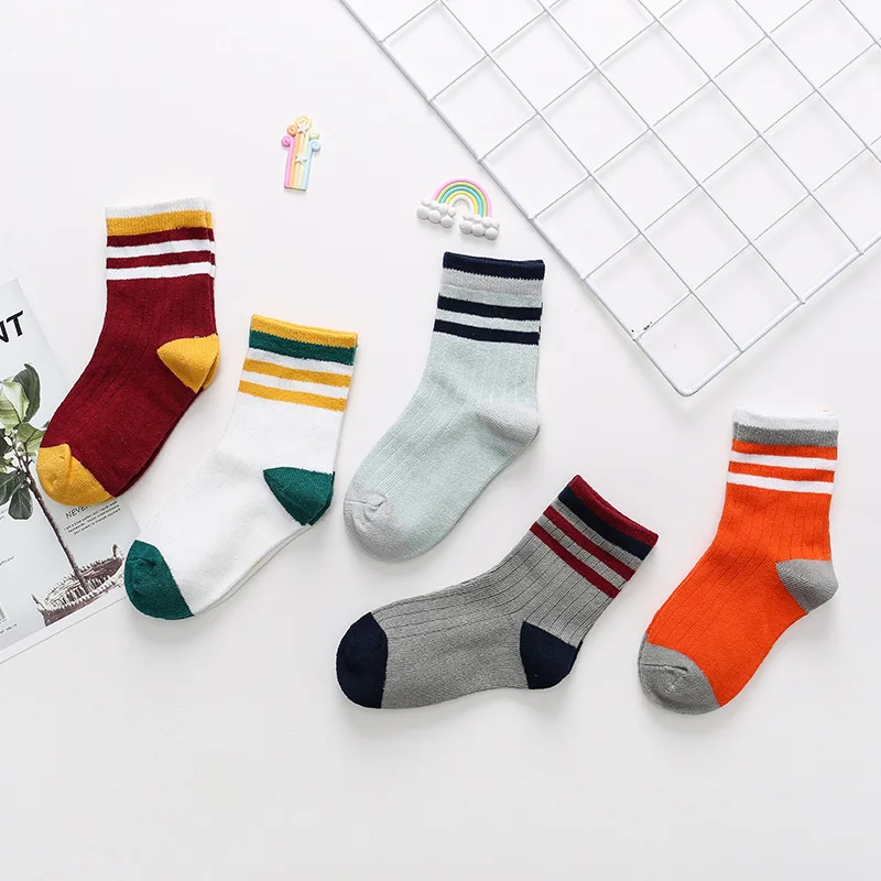 

5Pairs / Lot children's cotton baby socks 1-12 years old middle school students sports socks sweat socks