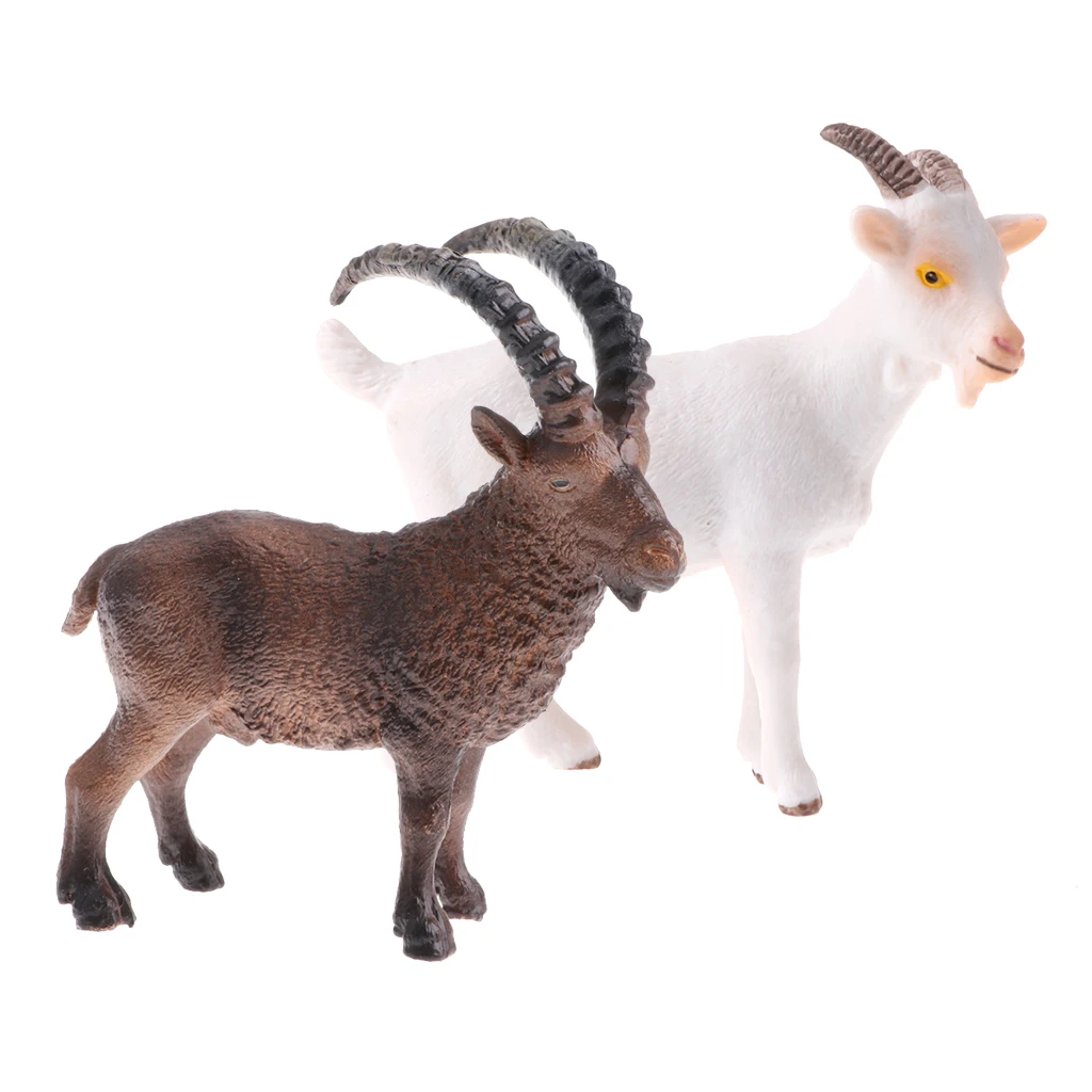 

2 pieces Simulation Animal Model Figure Toys Figurine Home Decor Goat Gift