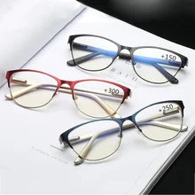 Женские очки для чтения из сплава кошачий глаз, модные прозрачные оптические очки, оправа для женщин, крутой считыватель+ 1,0+ 1,5+ 2,0+ 2,5+ 3,0+ 3,5