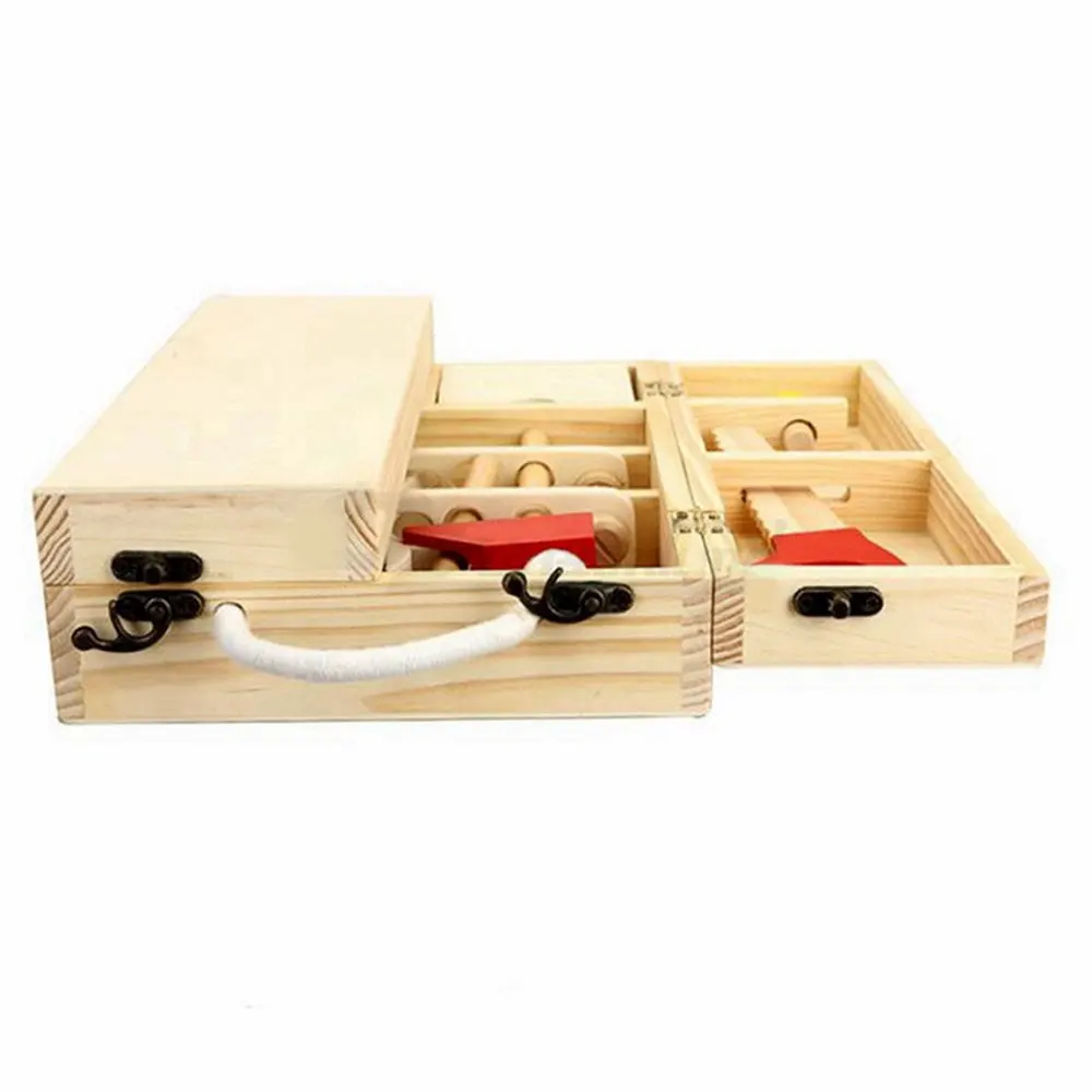 Ящик для инструментов, Ремонтный Столярный инструмент, инструмент из натурального дерева, деревянный 25 набор инструментов для ПК, Дошкольная игрушка, плотник, игрушка для мальчиков, набор для ремонта игрушек