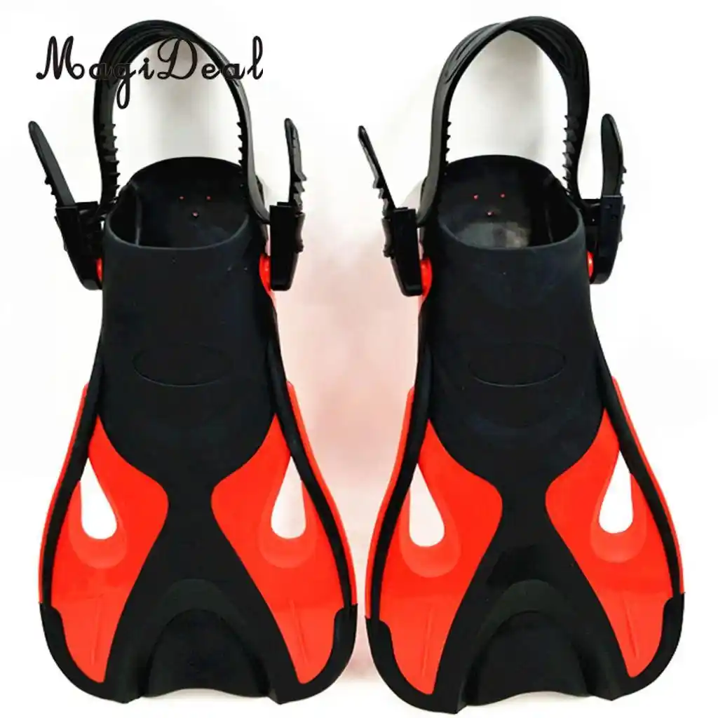 1 Pair Unisex Short Sport Foot Flipper Adjustable Open Heel Diving Swim Fins