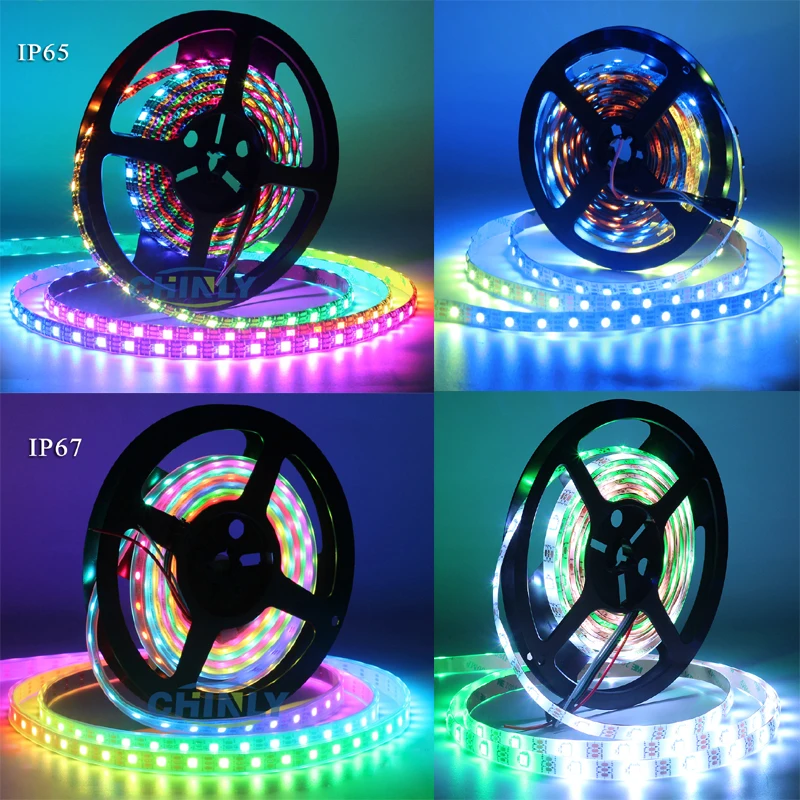 

WS2812B LED Strip Individually Addressable RGB Smart Pixels Strip WS2812 IC Waterproof 5V 30/60/144 leds for car decorates