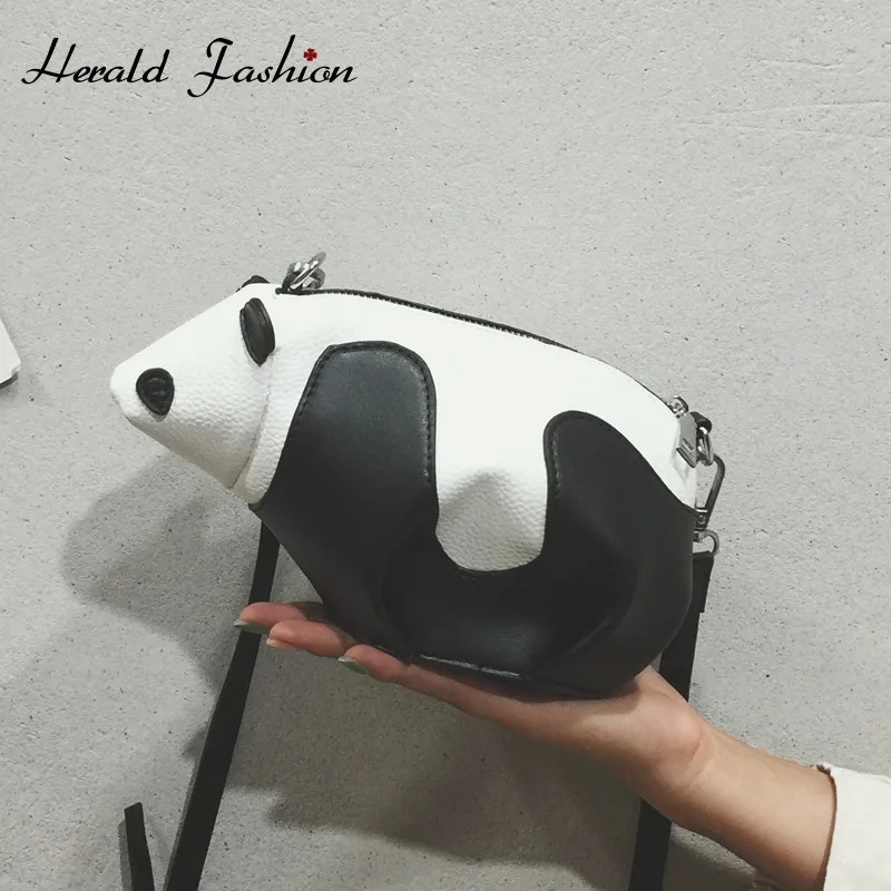 

Herald Fashion 3D Cute Women Panda Bag Unique Messenger Bag Ladies Clamp PU Leather Shoulder Bags Women New Brands Designer Bag