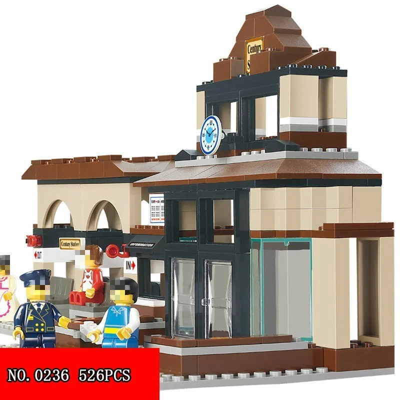 

526pcs New 0236 Century Train Station Go Explore Alliance Restore Ancient Ways Building Blocks Spelling Insert Type Child Toys