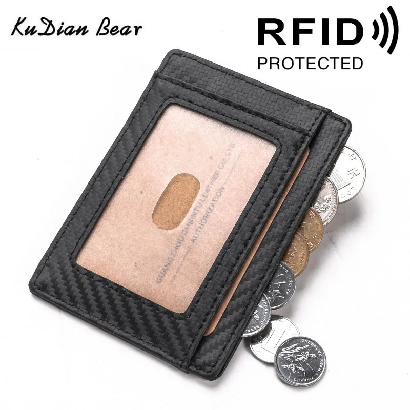 KUDIAN EBAR простой RFID для мужчин держатель для карт посылка организатор кожа Передний карман Id случае дорожный кошелек BIH110 PM49