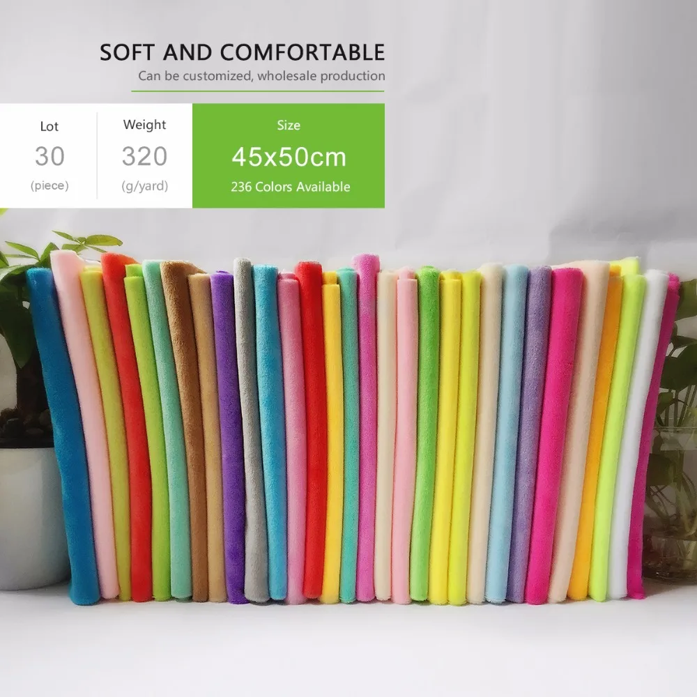 

2019 Top Quality Random Color 30pcs/Lot 45X50cm 100% Polyester fabric For Making Plush Toy Pillow Blanket No Fading Plush Fabric