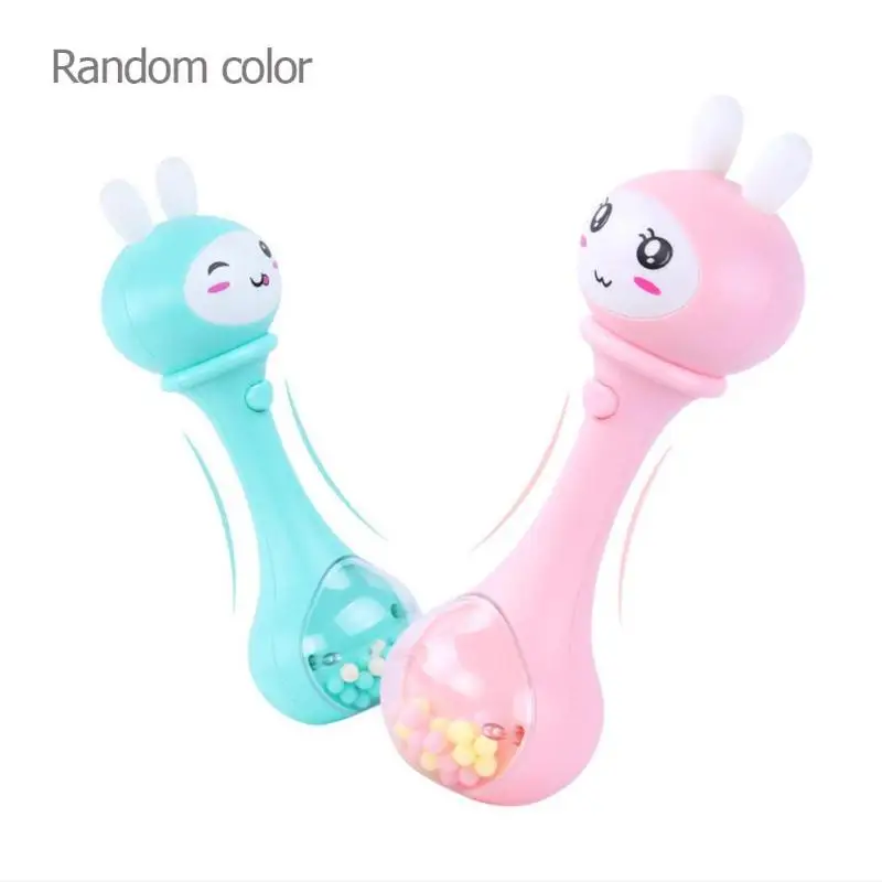 

0-12M Musical Flashing Baby Rattles Baby Infant Hand Bells Cute Rabbit Hand Bells Rattles Newborn Infant Early Educational Toys