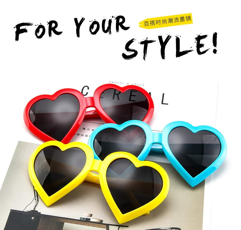 Модная форма персикового сердечка специальные солнцезащитные очки ярких цветов Милые Солнцезащитные очки Рамка тренд стиль unsex