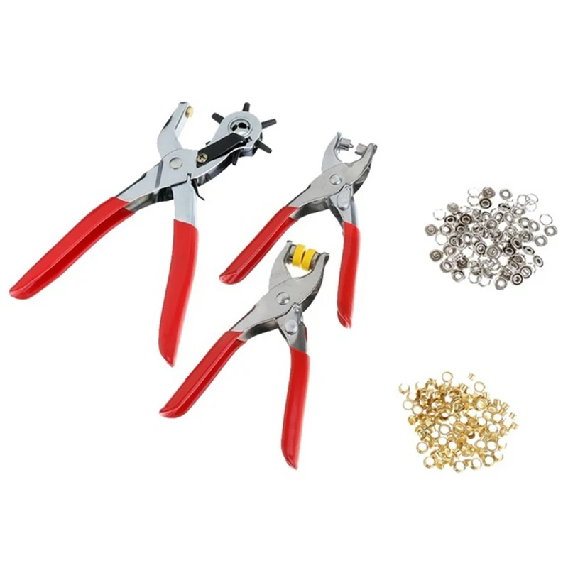 128 Pcs/Set Leather Hole Punch Repair Tool Eyelets Grommets + Pliers ...