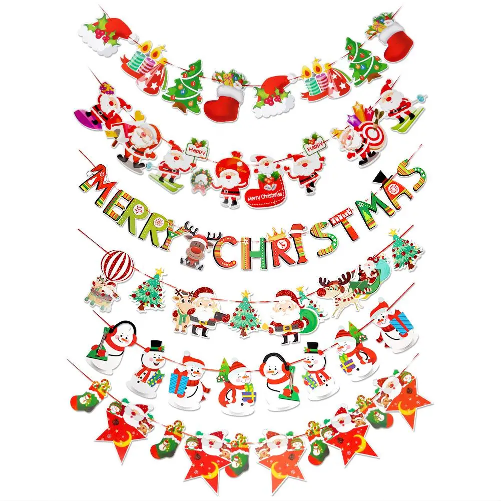 

Christmas garland Christmas Decoration For Home 2018 Tree Ornaments Santa Snowman Noel Flags Christmas Garland New Year 2019