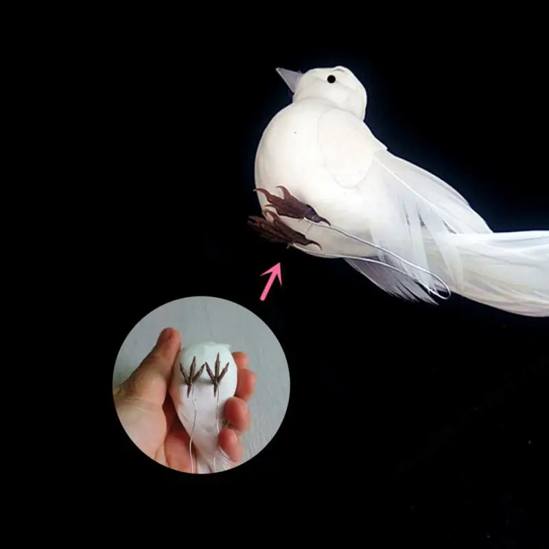 1Pc Wedding Decorative Doves Artificial Foam Feather Mini White Birds Craft Birds DIY Wedding Party Decorations Home Ornaments