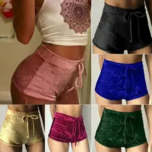 Пикантные Для женщин Спортивные шорты тренажерный зал фитнес-браслет из мятого бархата узкие шорты для йоги летние нижние